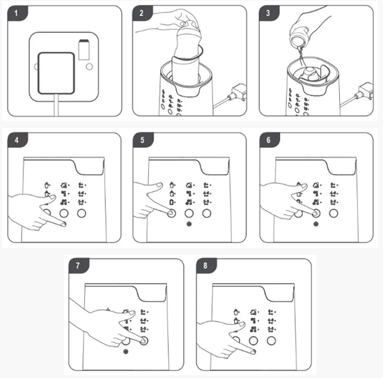 如何使用 Multi Warm 温奶器的步骤 1 - 6 图解