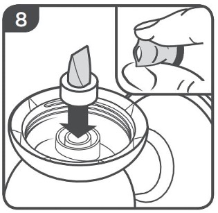 手动吸奶器的组装步骤 1 至 9 如下所列